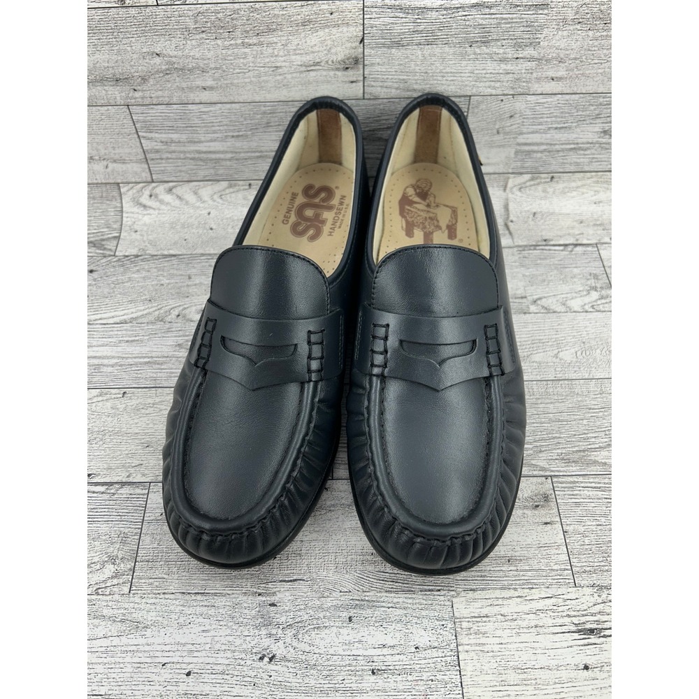 SAS Shoes Genuine Handsewn Black Leather Loafers Slip On Comfort Women 8.5